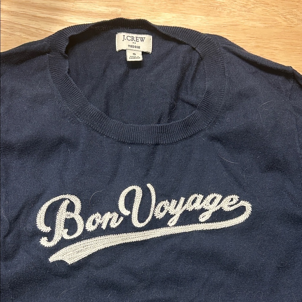 J. Crew factory Navy Bon Voyage Knit Teddie sweater